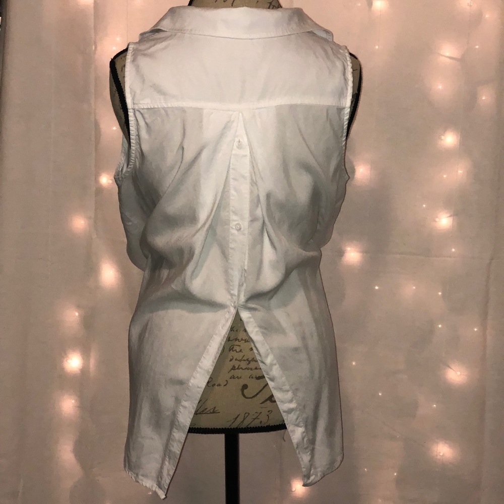 Cloth & Stone White Sleeveless Collared Shirt Medium - Picture 5 of 8